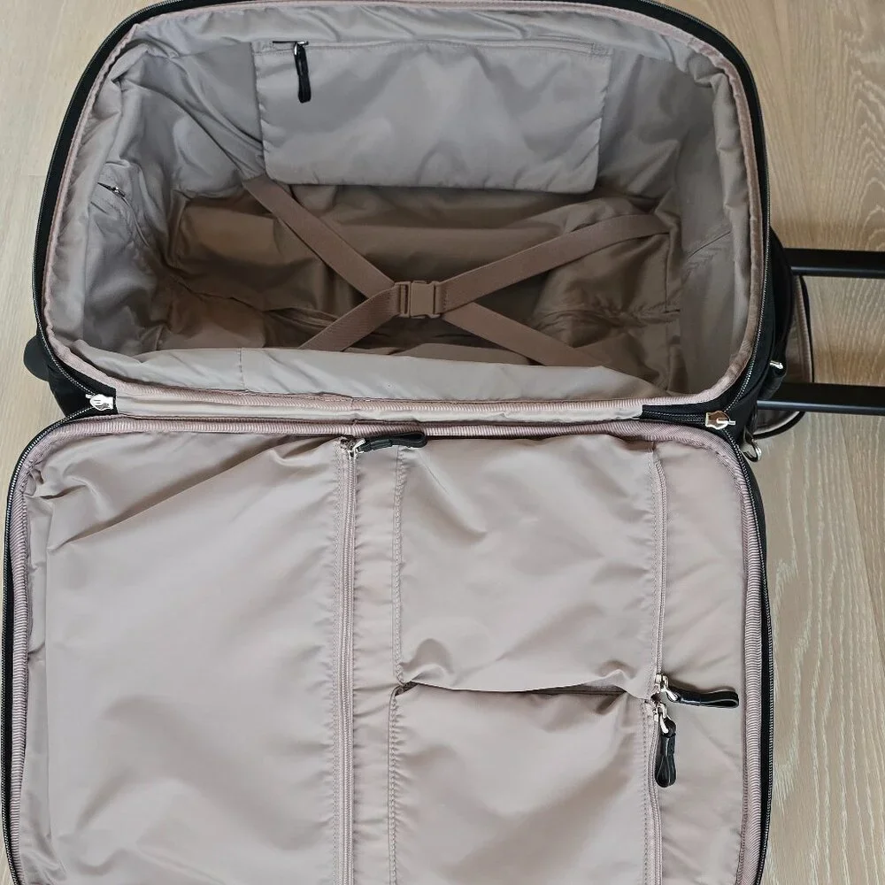 Tumi Avignon International Carry-On Luggage in Black Nylon and Silver Hardware